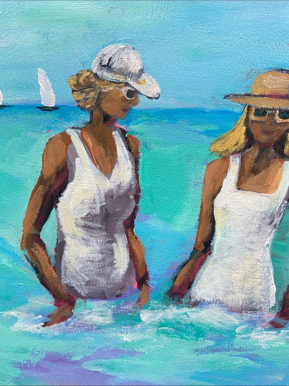 Beach Day Bliss 2 Original Acrylic Painting on 18" x 12" Paper - Picture 6 of 7